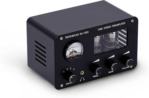 6H3N Tube Preamplifier Amplifiers HiFi Tube Preamp Buffer Audio Amp Speaker Headphone Sound Amplifier Home Theater Karaoke 2 Channels, Black in Saudi Arabia