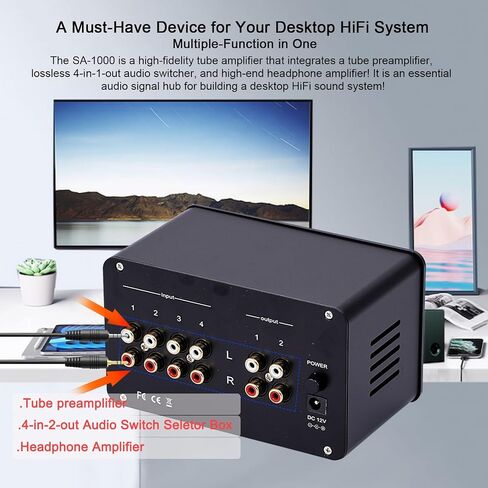 6H3N Tube Preamplifier Amplifiers HiFi Tube Preamp Buffer Audio Amp Speaker Headphone Sound Amplifier Home Theater Karaoke 2 Channels, Black in Saudi Arabia