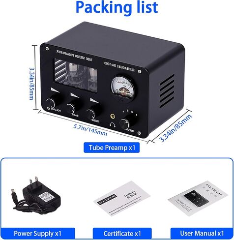 6H3N Tube Preamplifier Amplifiers HiFi Tube Preamp Buffer Audio Amp Speaker Headphone Sound Amplifier Home Theater Karaoke 2 Channels, Black in Saudi Arabia