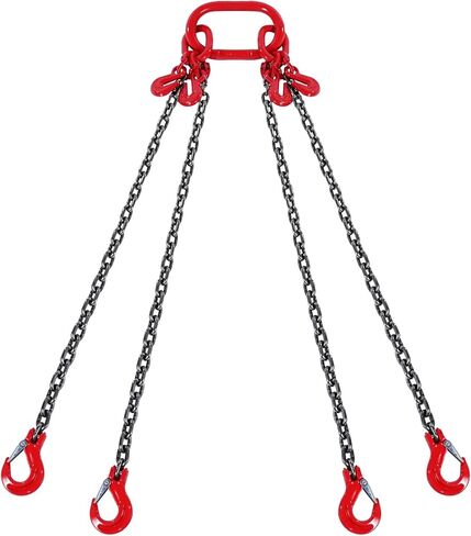 VEVOR Chain Sling, 3/8 inch x 10 ft Lifting Chains with Hooks, G80 Engine Chain Hoist Lifts, 18400 lbs/8 Ton Lifting Sling Chains for Engine Hoist, Engine Lift Chain with 4 Leg Grab Hooks & Adjusters in Saudi Arabia