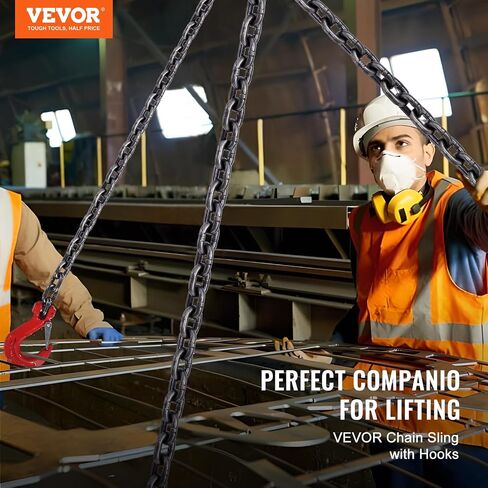 VEVOR Chain Sling, 3/8 inch x 10 ft Lifting Chains with Hooks, G80 Engine Chain Hoist Lifts, 18400 lbs/8 Ton Lifting Sling Chains for Engine Hoist, Engine Lift Chain with 4 Leg Grab Hooks & Adjusters in Saudi Arabia