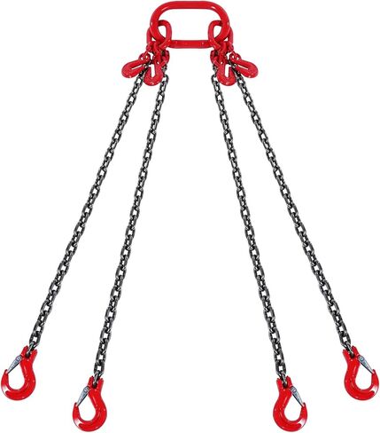 VEVOR Chain Sling, 3/8 inch x 10 ft Lifting Chains with Hooks, G80 Engine Chain Hoist Lifts, 18400 lbs/8 Ton Lifting Sling Chains for Engine Hoist, Engine Lift Chain with 4 Leg Grab Hooks & Adjusters in Saudi Arabia