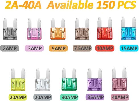 Auto Car Mini Blade Fuses Assortment Kit – 50Pcs Mini (2A/3A/5A/7.5A/10A/15A/20A/25A/30A/35A) for Car Boat Truck SUV Automotive Replacement Fuses in Saudi Arabia