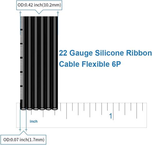 BNTECHGO 22 Gauge Silicone Ribbon Cable Flexible 6P Black 10 ft Flat Cable 22 AWG Stranded Tinned Copper Wire in Saudi Arabia