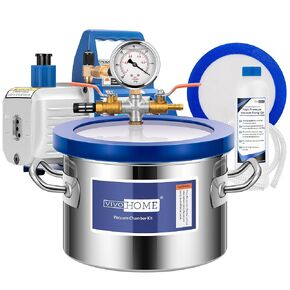 VIVOHOME 5 Gallon Vacuum Chamber with Pump, 304 Stainless Steel Vacuum Degassing Chamber Kit with 3.5 CFM 1/4 HP Single Stage Vacuum Pump and Oil