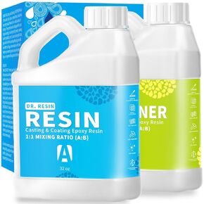 DR. RESIN Epoxy Resin 64oz Kit, Self-Leveling, High Gloss, UV Impact Resistance Epoxy for Table Top Coat, Wood, DIY Jewelry Making