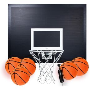 CALIKIWIPROS Mini Basketball Hoop Set Pro League Decorative Solid Wood Wall Mount, Includes 9’ Hoop & 5 Mini Basketballs, Classic Look with Colors Matching Some pro Teams.