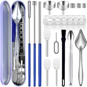 16 Pcs Versatile Easy Capsule Filling Tool Kit for Gel Capsules Empty - Pill Filling Tools with Micro Funnel, Capsule Holder, Herb Tamper and Lab Scoops - Gel Capsules Size #000 00 0 1 2 3 4 5