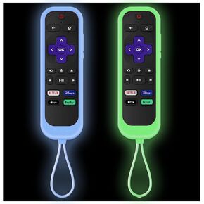 3Pack Silicone Protective Controller Sleeve for Roku | Onn Roku Remote | Roku Express 4K+ | Roku TV,Roku Remote Cover with Tracker fits Sharp Roku TV,Glow in The Dark