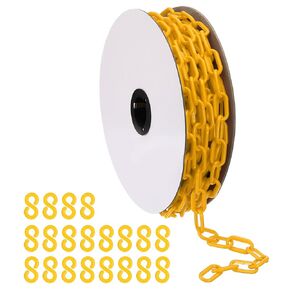 PATIKIL Plastic Chain Links, 125 Foot 1/4inch(6mm) Black Plastic Chains for Barriers, Crowd Control, Queue Lines, Parking, Fences, Gate, Concerts, and Decoration