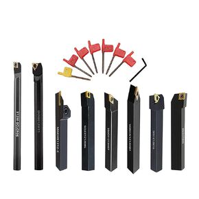 Turning Holders 8 Sets 1/2" Shank Lathe Turning Tool Holders with Indexable Carbide Inserts for Turning Boring Grooving Cutting Threading