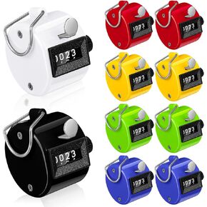 12 Pcs Handheld Tally Counter, 4 Digit Number Count Clicker Counter, Metal Pitch Counter Hand Mechanical Counters Clickers for Coaching, Knitting, People, Golf and Row