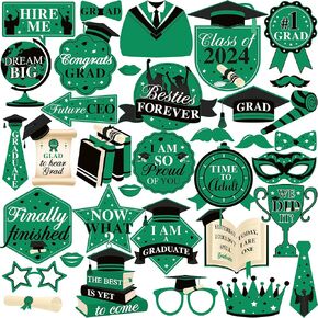 KatchOn, Graduation Photo Booth Props 2024 - Pack of 35 | Black, Blue Graduation Decorations 2024, Graduation Props for Photoshoot 2024 | Graduation Photo Props, Graduation Decorations Class of 2024