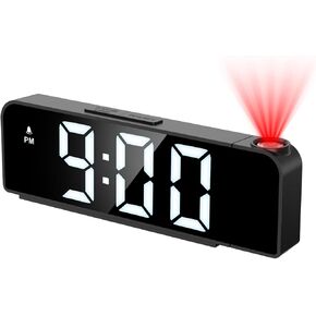 ORIA Projection Alarm Clock for Bedroom, Digital Clock Projector on Ceiling, 7.9'' LED Alarm Clock with 180° Rotatable Projector, 12/24H, Adjustable Brightness, Night Mode, Temperature