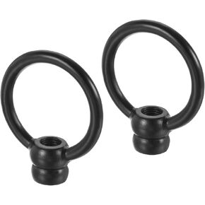 MECCANIXITY Eye Nut 15kg Max Load 51x59mm M10 Thread Ring Shape Female Loop for Hanging Lamp Chandelier, Black Pack of 2