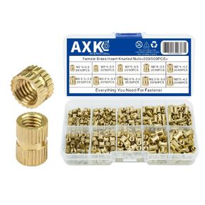 AXK 200/500pcs Brass Insert Nuts Kit Female Threaded Insert Set Knurled Nuts Assortment Kit M2 M2.5 M3 (500)