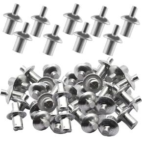 50 Pcs Silver Round Head Rivet Set, Reusable Aluminum Core Rivet, Hammer Drive Rivets Aluminum Alloy Knock Type Expansion Rivets for Indoor Outdoor Electronic Equipment, Rivets