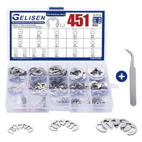 451 قطعة متري 17 حجم M1.2/M1.5/M2/M2.5/M3/M3.5/M4/M5/M6/M7/M8/M9/M10/M11/M12/M13/M15 مجموعات الاحتفاظ الخارجية بحلقة إحكام 304 طقم تشكيلة مشبك إلكتروني من الفولاذ المقاوم للصدأ