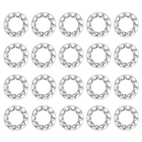 uxcell M4 60Pcs Internal Tooth Star Lock Washers, 304 Stainless Steel Tooth Locking Ring Washers Quick Speed Star Nut Locking Fastener Fastener, Silver