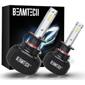 مصابيح إضاءة BEAMTECH H11/H8/H9، سلسلة S1 بدون مروحة ضوء ضباب 10000LM 50W 6500K استبدال هالوجين أبيض زينون، 2 لمبات