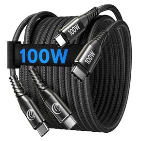 USB C to USB C Cable 100W, 6FT 2Pack USBC to USBC Charger Cable for iPhone 15 Pro Max Plus, Type C Charging Cable Cord Super Fast Charge for Samsung Galaxy S23+/ S22 Ultra, MacBook iPad Pro
