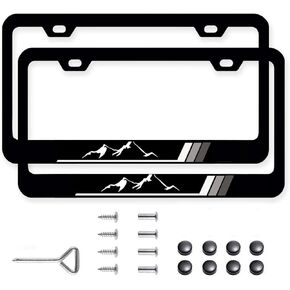 2Pack Aluminium Alloy Mountain License Plate Frames Holder Universal US Rust-Proof,Weather-Proof fit Car Truck SUV