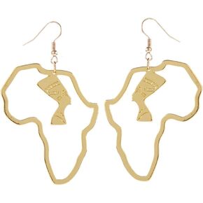 Fashion Gold Africa Map Hollow Out Drop Dangle Earrings for Girls Women's Minimalist Design Earrings