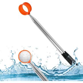 WIGERLON Golf Ball Grabber Telescopic,Golf Ball Retriever Tool for Water and Bushes,Stainless Steel max 12ft