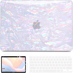 BELKA Compatible with MacBook Pro 13 inch Case M2 2024 2023 2022 2021-2016 A2338 M1 A2251 A2289 A2159 A1989 A1708 A1706, Plastic Hard Shell Case + Keyboard Cover + Screen Protector, Shiny Iridescent