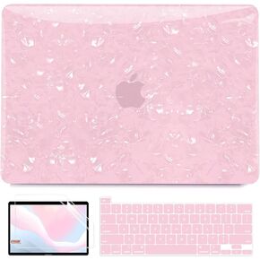 BELKA متوافق مع حافظة MacBook Pro 13 بوصة M2 2024 2023 2022 2021-2016 A2338 M1 A2251 A2289 A2159 A1989 A1708 A1706، حافظة بلاستيكية صلبة + غطاء لوحة مفاتيح + واقي شاشة، لؤلؤ لامع