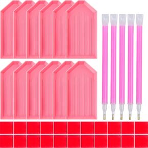 QYING 39PCS Blue 5D Diamond Art Painting Tools and Accessories Kits,with 12 Plastic Diamond Art Painting Trays,22pcs Glue Clay,5 Diamond Art Painting pens,Diamond Art Painting DIY Accessories in Kuwait