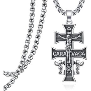 925 Sterling Silver Crucifix/Caravaca/Orthodox Pendant Necklace for Men Women Jesus Jewelry Gifts