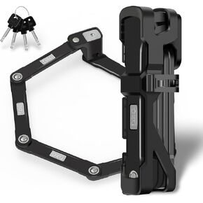 OKG Folding Bike Lock - 4 Keys, 3.7 lbs, Foldable Bicycle Lock, 8/10 Security Grade, Hardened Steel - Anti-Theft, Anti-Cut, Anti-Pry, with Mount Bracket Kit- for E-Bikes, Scooters (95cm, Orange-Gray)
