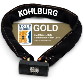 Heavy Duty Combination Bike Lock [Sold Secure Gold] 43" Long with Maximum Security – Anti Theft Bike Chain Lock with Numeric Code & 8mm Hardened Steel for Bicycle, Ebike, & Motorcycle