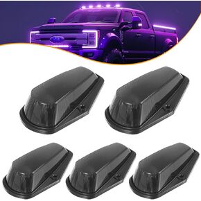 PSEQT 5Pcs Cab Roof Marker Lights Amber LED Top Clearance Marker Light Compatible with F150 F250 F350 1980-1997 Super Duty Pickup Trucks 12V Signal Running Lights with Amber Cover & T10 LED