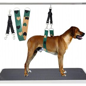 Pet Dog Grooming Arm Accessories - Pet Dog Grooming Belly Straps with Connector Pet Dog Grooming Belly Support Band Dog Grooming Table Arm Supplies Pet Dog Grooming Loops Dog Loop Heart Pattern