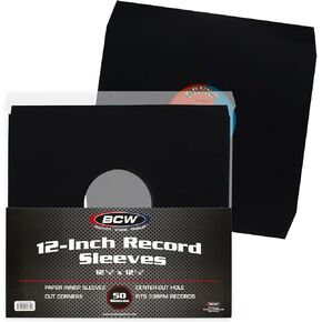 BCW Black Paper 12 in Record Cut Corner Inner Sleeve - 50 ct