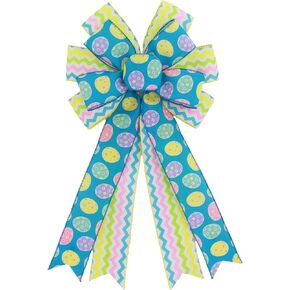 Large Easter Bows Wreath Bows Easter Tree Topper Easter Wreaths Green Wreaths, 11 x 19.7 Inches Spring Easter Eggs Wired Ribbon Bows for Wreath Front Door Indoor Outdoor Decoration in Kuwait