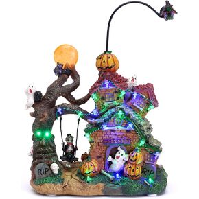 Valery Madelyn Vintage Halloween Village Decoration for Home, 12Inch Lighted Halloween House Statue with Music and Light, for Table Yard Garden Outdoor Indoor Home Halloween Party Decor in Saudi Arabia