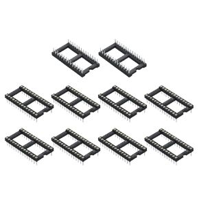 MECCANIXITY 2.54mm Pitch 28 Pins DIP IC Socket Connector Dual Row 15.2 Row Pitch Round Pins Soldering for Electronics Experiment DIY 20 Pcs