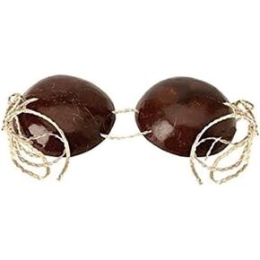 Real Brown Coconut Bra - One Size Fits Most, Fun & Tropical Novelty Accessory