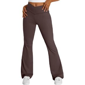 Trendy Queen Flare Leggings for Women Wide Leg Yoga Pants V Crossover High Waisted Bootcut Work Pants Fall Outfits 2024