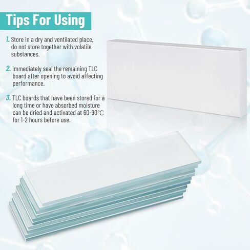 لوحات TLC مقاس 25 مم × 75 مم، لوحات TLC كروماتوغرافيا بطبقة رقيقة للمختبر، طبقة طلاء كلاسيكية TLC مدعومة بالزجاج، لوحة جل السيليكا GF254 للكيمياء المعملية (80/صندوق) in Kuwait