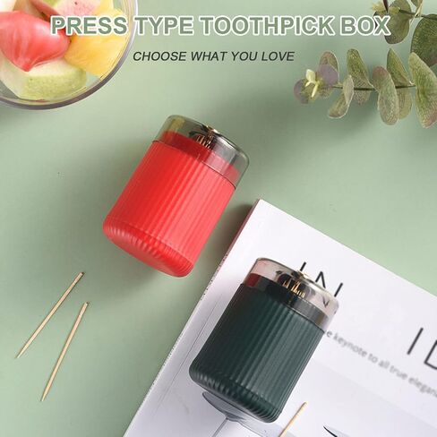 Automatic Toothpick Dispenser, Toothpick Holder, Toothpicks Holder Dispenser, Pop Up Toothpick Dispenser, Toothpick Holder Dispenser, Toothpick Dispenser (Dark Green+Light Green) in Saudi Arabia