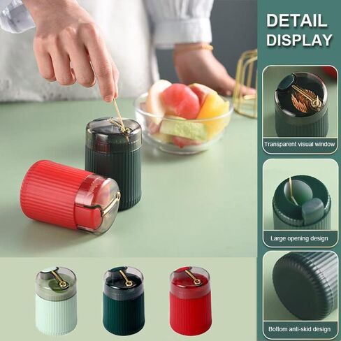 Automatic Toothpick Dispenser, Toothpick Holder, Toothpicks Holder Dispenser, Pop Up Toothpick Dispenser, Toothpick Holder Dispenser, Toothpick Dispenser (Dark Green+Light Green) in Saudi Arabia