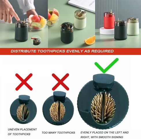 Automatic Toothpick Dispenser, Toothpick Holder, Toothpicks Holder Dispenser, Pop Up Toothpick Dispenser, Toothpick Holder Dispenser, Toothpick Dispenser (Dark Green+Light Green) in Saudi Arabia