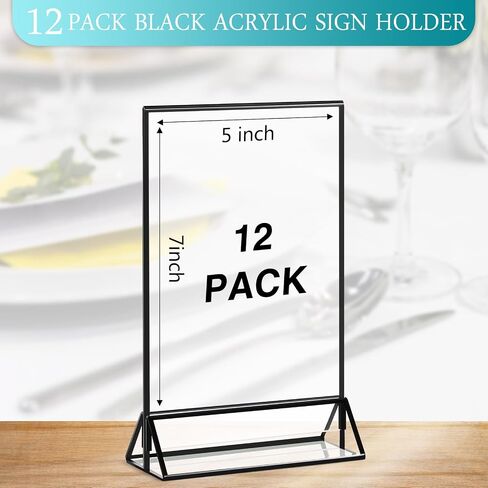 12 Pack Clear Acrylic Wedding Table Number Frame Acrylic Sign Holder with Vertical Stand Holder and Borders Picture Frames Wedding Table Numbers Display Stand Table Sign Holder(4 x 6 Inch) in Saudi Arabia