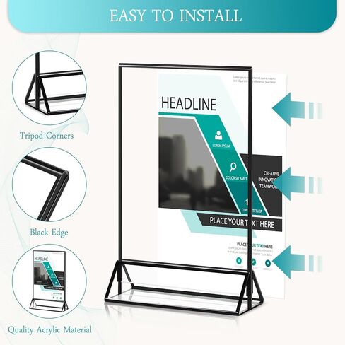 12 Pack Clear Acrylic Wedding Table Number Frame Acrylic Sign Holder with Vertical Stand Holder and Borders Picture Frames Wedding Table Numbers Display Stand Table Sign Holder(4 x 6 Inch) in Saudi Arabia