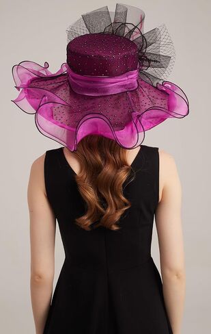 قبعة Kentucky Derby Church Dress للسيدات ذات حافة عريضة وزهرة لحفلات الزفاف in Kuwait