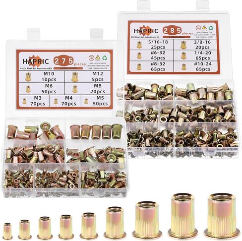 560 قطعة من صواميل التثبيت المترية وSAE، M3-M12#6-32#8-32#10-24 1/4"-20 5/16"-18 3/8"-16 صامولة من الفولاذ الكربوني المسطح برأس ملولب in Saudi Arabia
